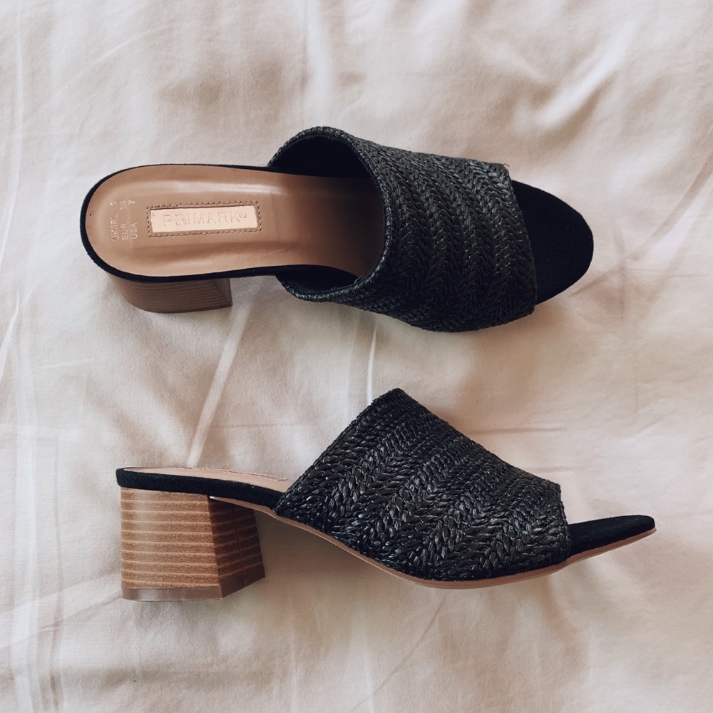 NWOT Primark Black Woven Mules